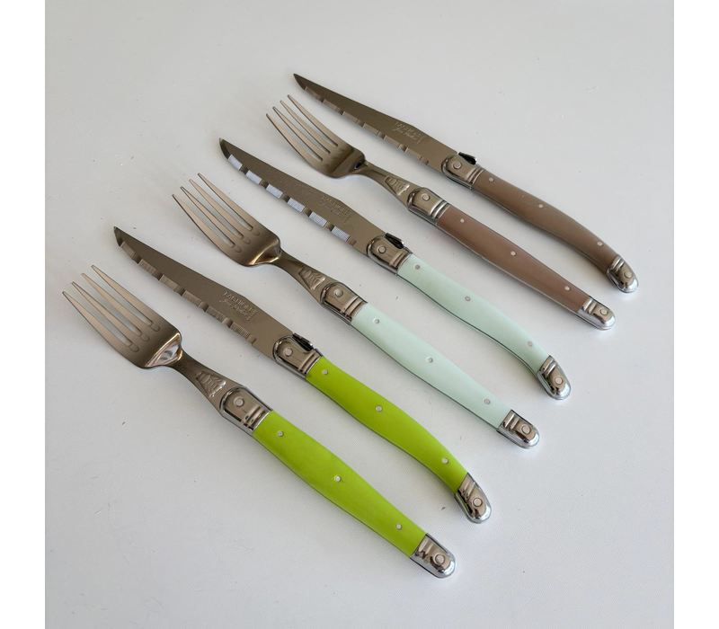 Laguiole Classic 6 Steak Knives & 6 Forks Vineyard in Box
