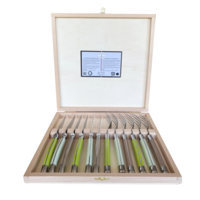 Laguiole Classic 6 Steak Knives & 6 Forks Vineyard in Box