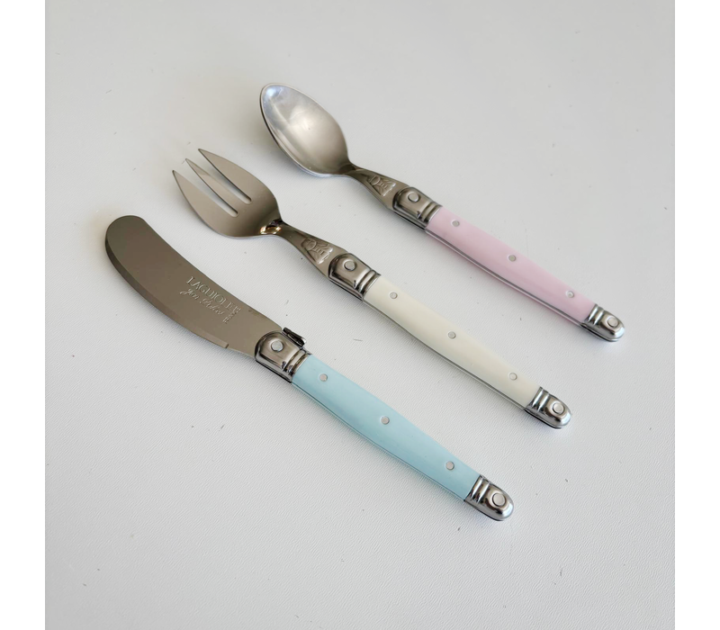 Laguiole 3-delig Kinderbestek - Pastelkleuren, Perfect voor Peuters en Jonge Kinderen, Hoogwaardig Roestvrijstaal, Vaatwasmachinebestendig