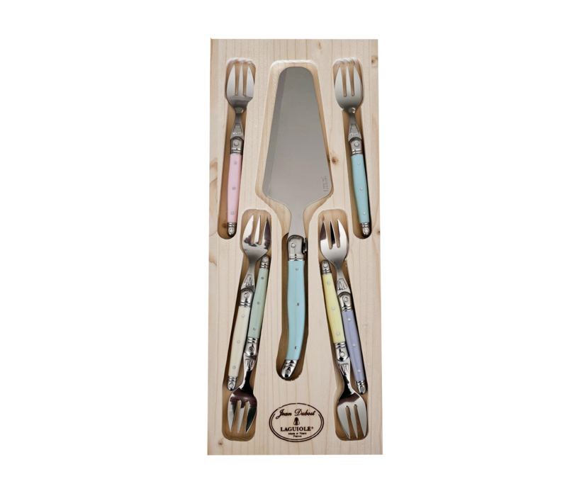 Laguiole Classic Taartschep & 6 Vorkjes Pastel