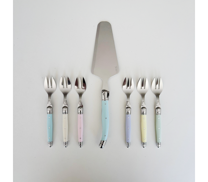 Laguiole Classic Taartschep & 6 Vorkjes Pastel