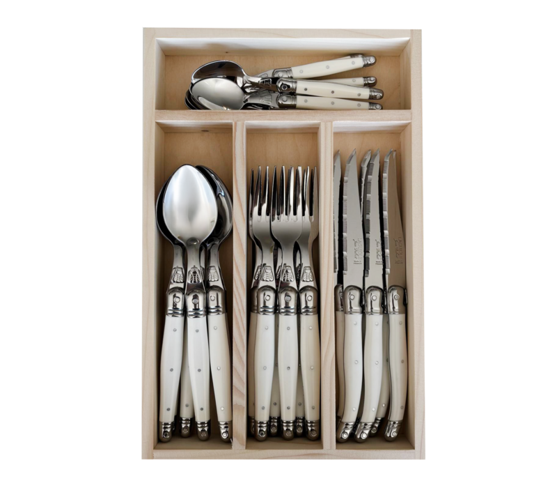 Laguiole Classic Steak Besteckset 24-teilig Weiß