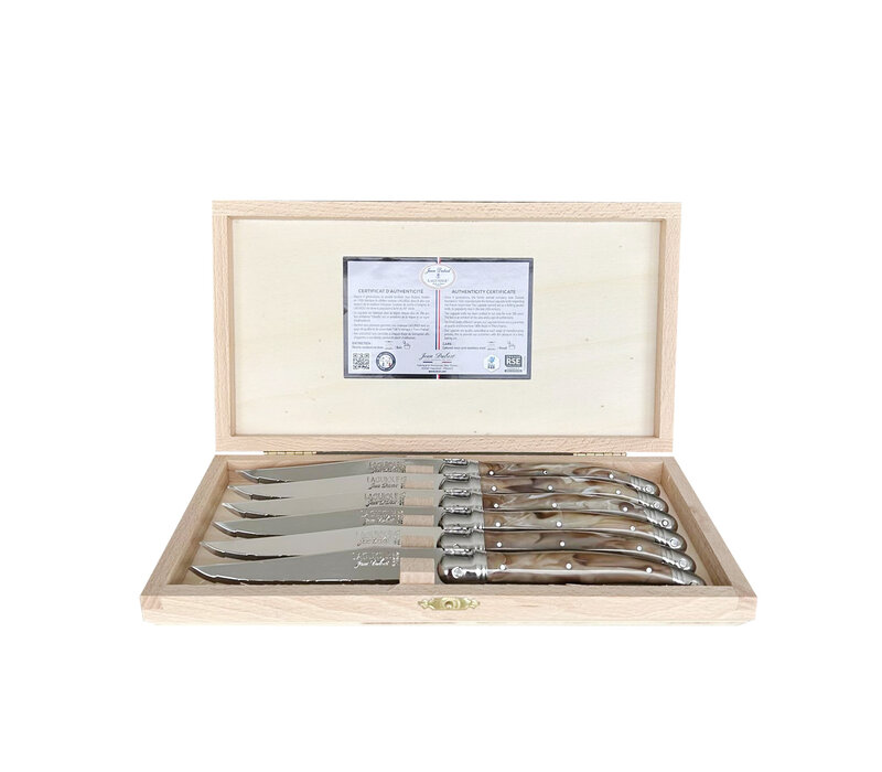 Laguiole 6 Classic Steakmesser Dunklem Marmor in Holzbox
