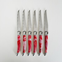 Laguiole 6 Classic Steakmesser Roter Marmor in Holzbox