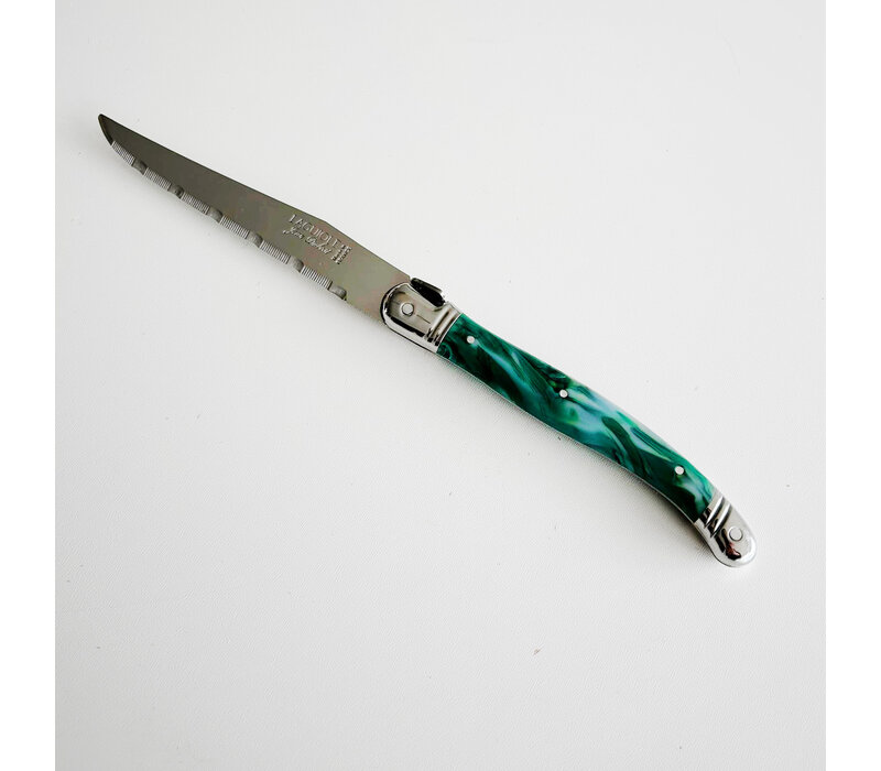 Laguiole 6 Classic Steakmesser Grüner Marmor in Holzbox