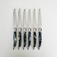 Laguiole 6 Classique Couteaux à Steak Marbre Noir en Coffret en Bois