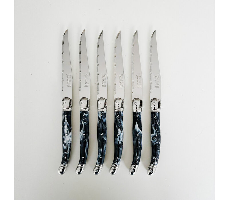 Laguiole 6 Classic Steakmesser Schwarzer Marmor in Holzbox