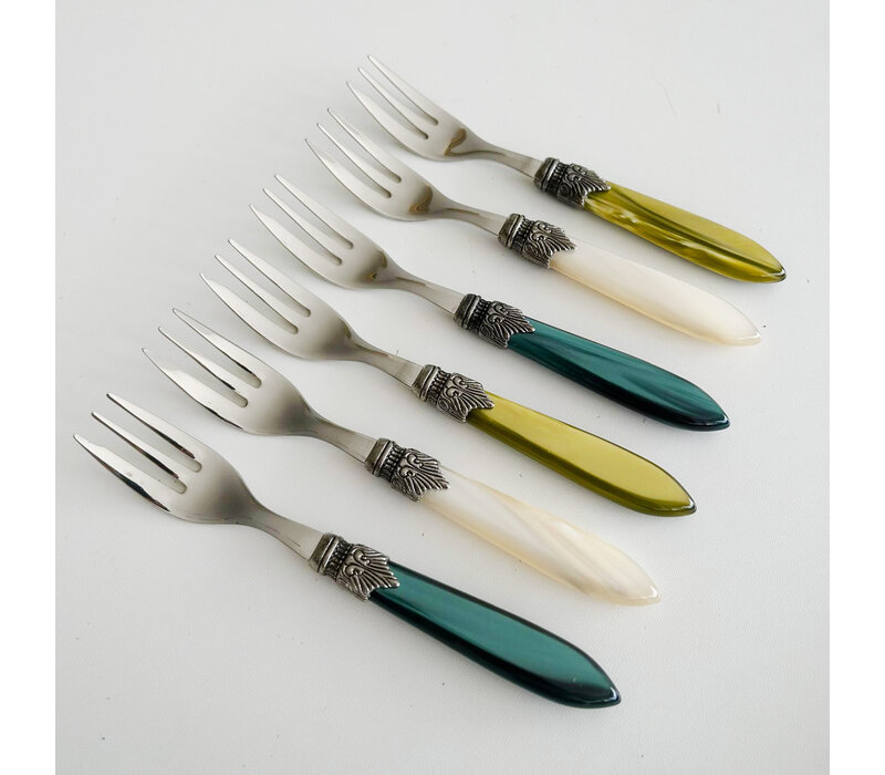 Murano Cake Forks – 'Forest Mix' (Set of 6) | Forks for Cake, Dessert or Starters