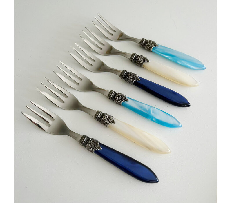 Murano Cake Forks – 'Sea Mix' (Set of 6) | Forks for Cake, Dessert or Starters