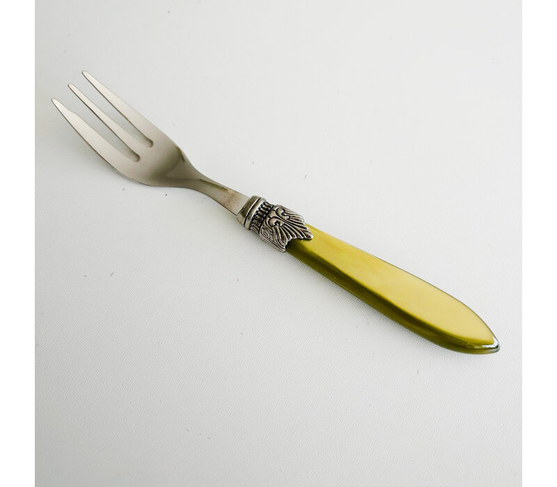 Fourchette à gâteau Murano, vert olive