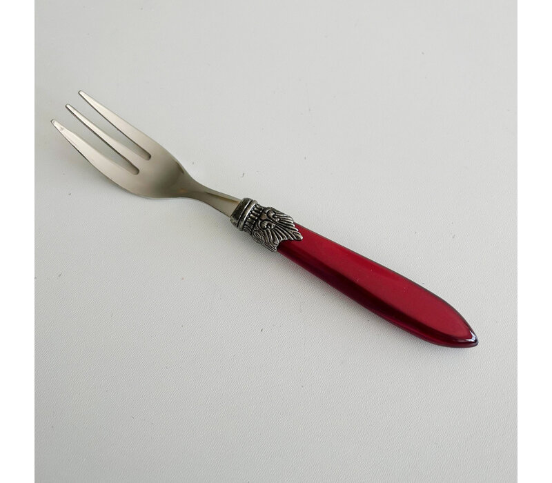 Murano Cake Fork Bordeaux Red