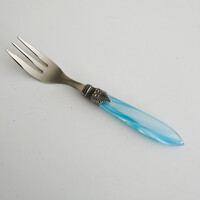 Fourchette à gâteau en verre de Murano turquoise