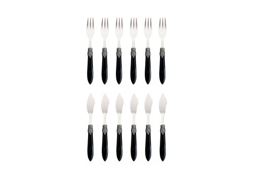 Murano Murano 12-teiliges Fischbesteck Schwarz