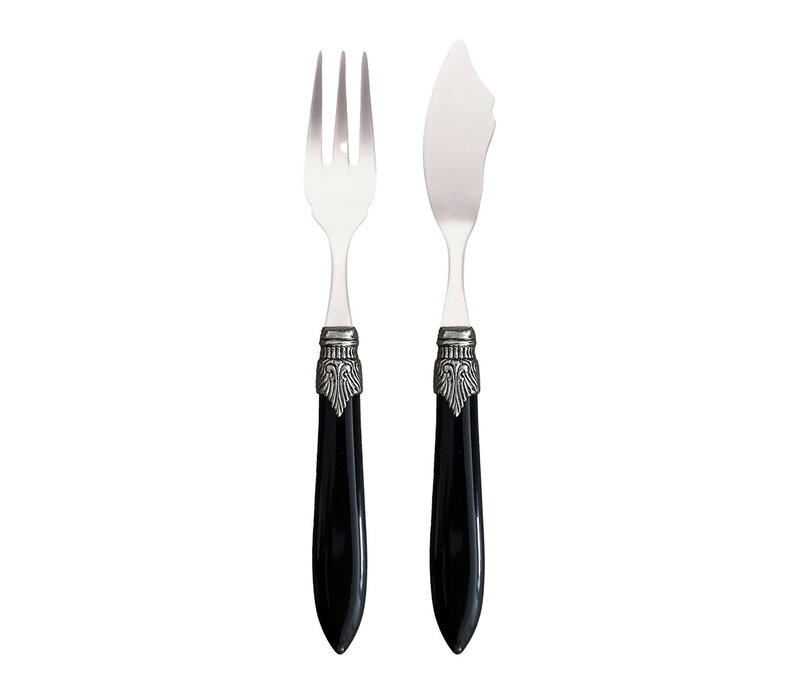 Murano 12-teiliges Fischbesteck Schwarz