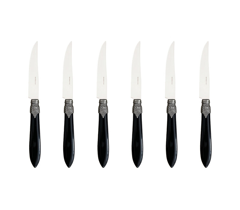 Murano 6 Steak Knives Black in Box
