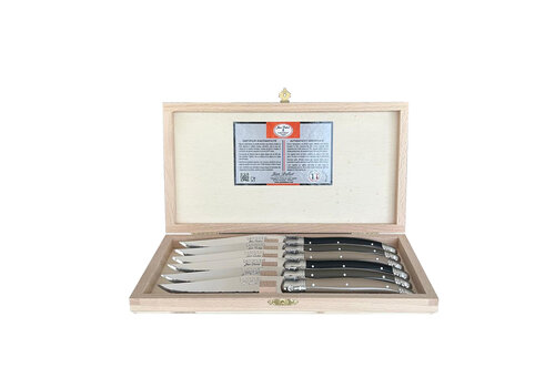Laguiole Laguiole 6 Classic Steakmesser 'Mokka' in Holzbox
