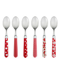 Multi Colour 6 Small Spoons Mix Red