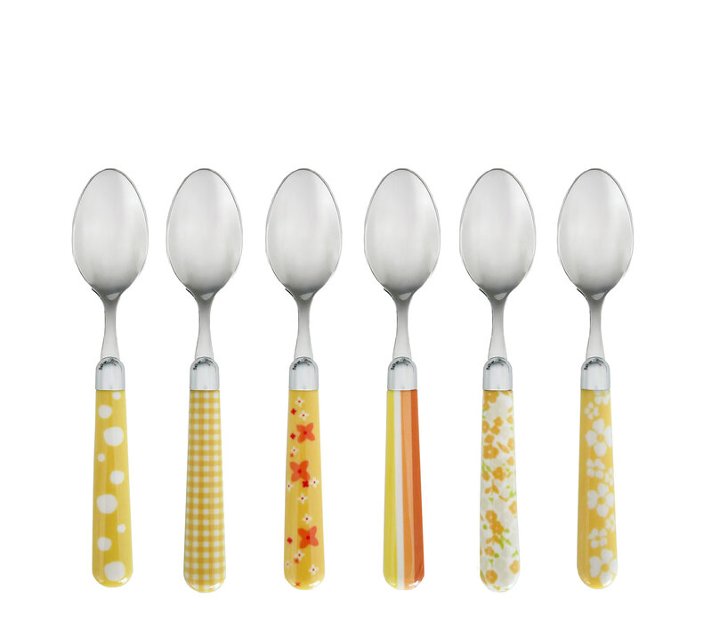 Multi Colour 6 Small Spoons Mix Yellow