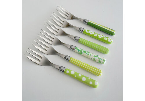 Kom Amsterdam Multi Colour 6 Cake Forks Mix Green