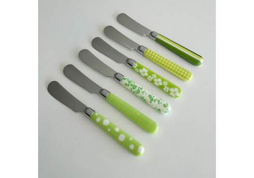 Multi Colour 6 Butter Knives Mix Green
