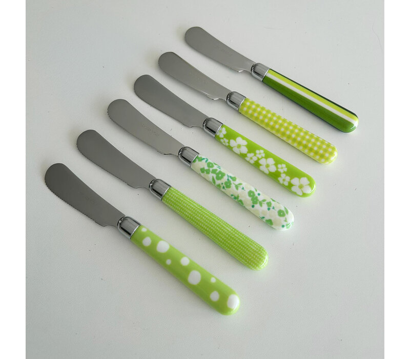 Multi Colour 6 Couteaux à Beurre Mix Vert
