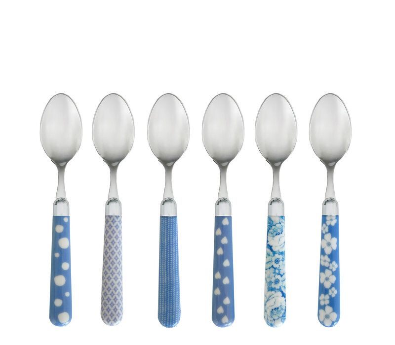 Multi Colour 6 Small Spoons Mix Sky Blue