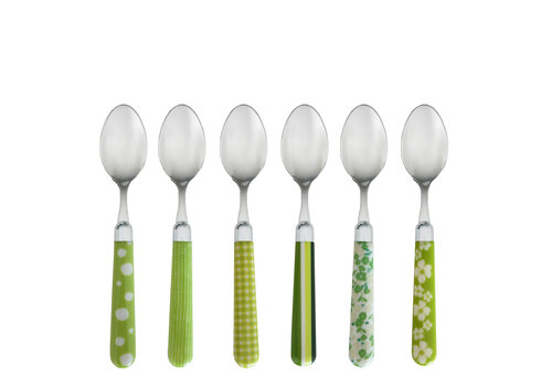 Kom Amsterdam Multi Colour 6 Petites Cuillères Mix Vert