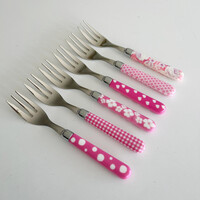 Multi Colour 6 Cake Forks Mix Pink
