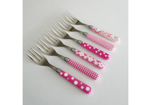 Multi Colour 6 Fourchettes à Gâteau Mix Rose