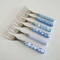 Multi Colour 6 Cake Forks Sky Blue
