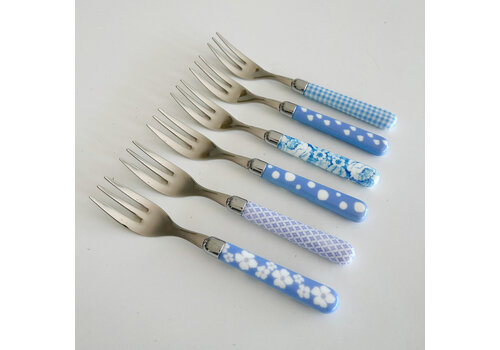 Kom Amsterdam Multi Colour 6 Cake Forks Mix Sky Blue