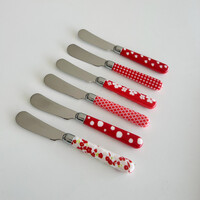 Multi Colour 6 Butter Knives Mix Red