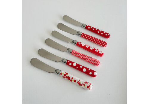 Multi Colour 6 Butter Knives Mix Red