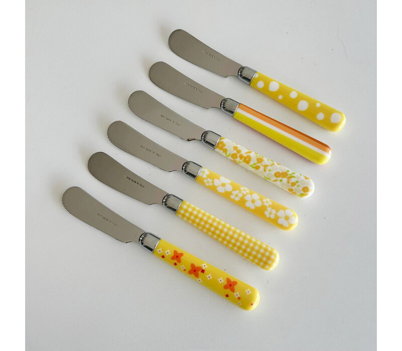 Multi Colour 6 Butter Knives Mix Yellow