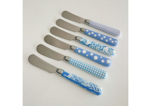 Kom Amsterdam Multi Colour 6 Couteaux à Beurre Mix Bleu Clair