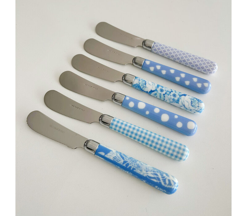 Multi Colour 6 Butter Knives Mix Sky Blue