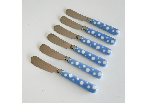 Multi Colour 6 Butter Knives Dots Sky Blue