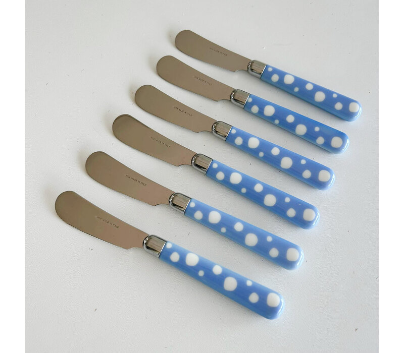Multi Colour 6 Couteaux à Beurre Points Bleu Clair