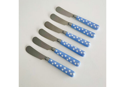 Kom Amsterdam Multi Colour 6 Couteaux à Beurre Coeurs Bleu Clair