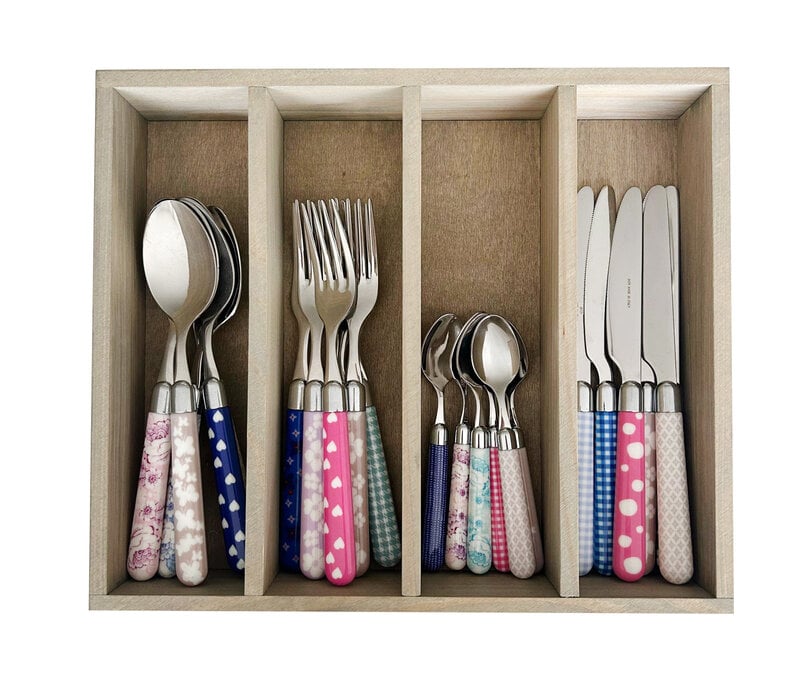Multi Colour 24-teiliges Besteck-Set gemischte Dekoren und Farben