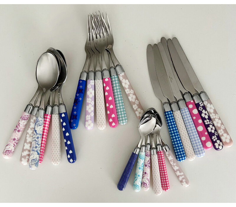 Multi Colour 24-teiliges Besteck-Set gemischte Dekoren und Farben