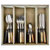 Vintage Premium Vintage 6-Persoons Bestekset 'Timber Mix' met Houteffect - 24-stuks Rvs, Vaatwasbestendig, Elegante Houten Casette