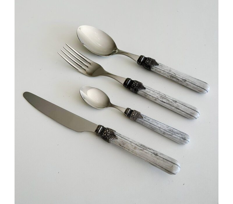 Premium Vintage Cutlery 'Forest Blend' with Wooden Handles 6-Person - 24-Piece Stainless Steel, Dishwasher Safe, Elegant Wooden Case