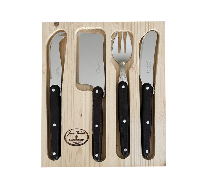 Laguiole Classic Couverts à Fromage 4 Pièces Petit en Bois de Wengé
