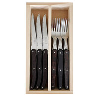 Laguiole Classic 6 Couteaux à Steak et 6 Fourchettes en Bois de Wengé