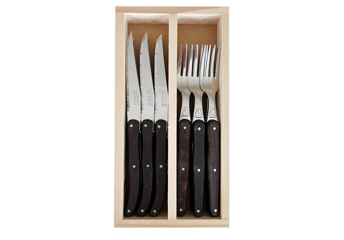 Laguiole Laguiole Classic 6 Steak Knives & 6 Forks Wenge Wood