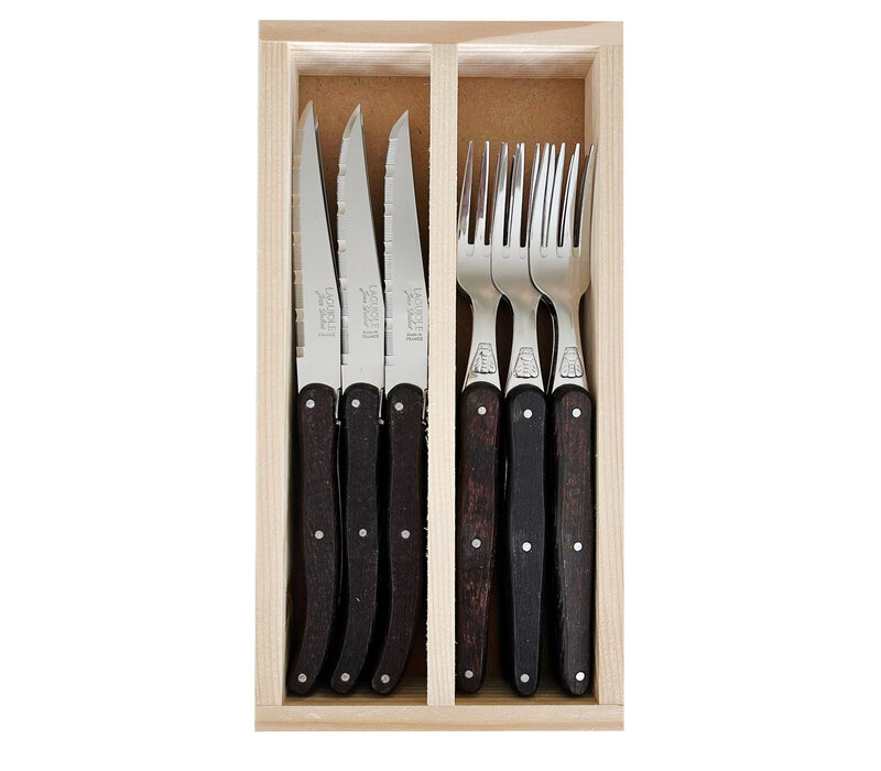 Laguiole Classic 6 Steakmesser & 6 Gabeln Wengeholz