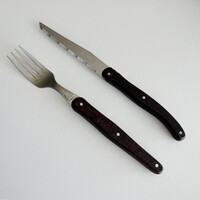 Laguiole Classic 6 Couteaux à Steak et 6 Fourchettes en Bois de Wengé