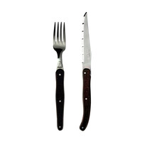 Laguiole Classic 6 Couteaux à Steak et 6 Fourchettes en Bois de Wengé