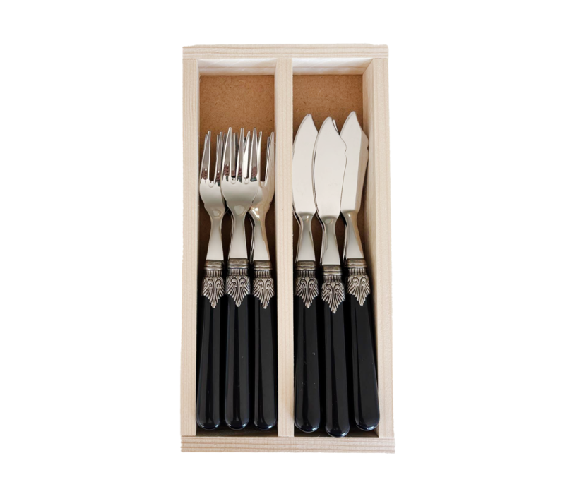 Brasserie Fischbesteck 12-teilig Schwarz